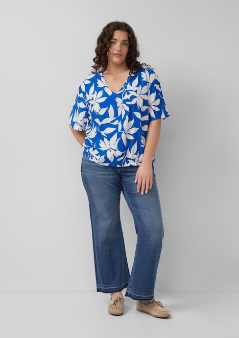 Strukturierte Bluse im O-Shape