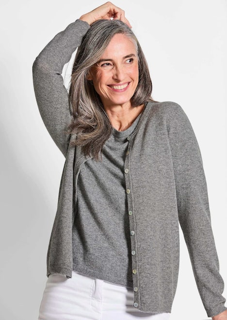 Kaschmirstrickjacke mit Rundhalsausschnitt