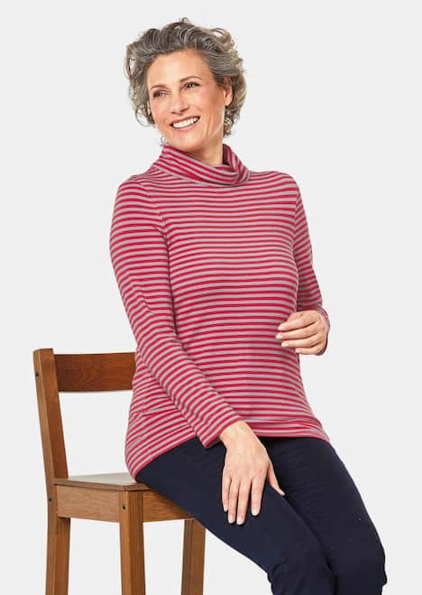 GOLDNER Gestreept shirt Huidvriendelijk gestreept shirt met col