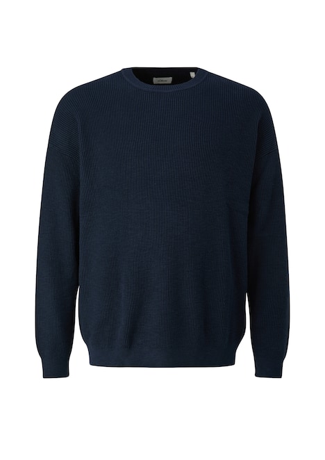 Gerippter Flammgarn-Pullover im Modern Fit