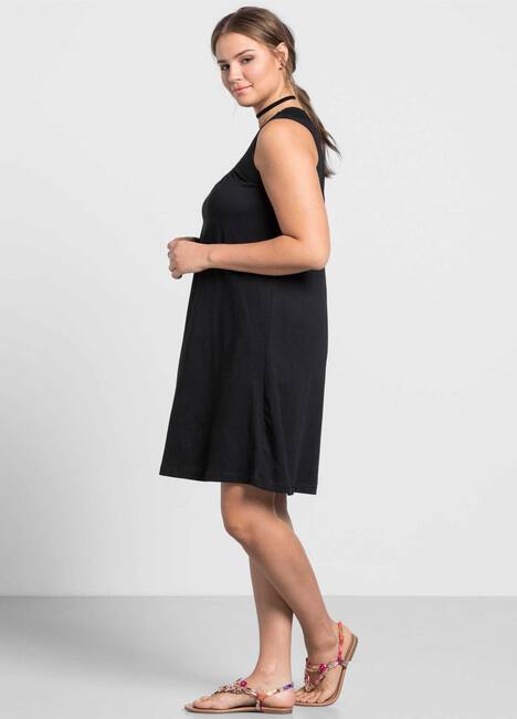 Jerseykleid Ärmellos Uni Ohne Kragen