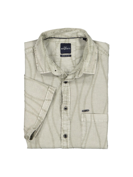 Herren Kurzarm-Hemd mit Struktur und Comfort-Stretch , Khaki