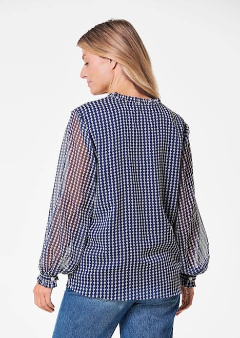 GOLDNER Blouse Chiffon blouse met elastische manchetten