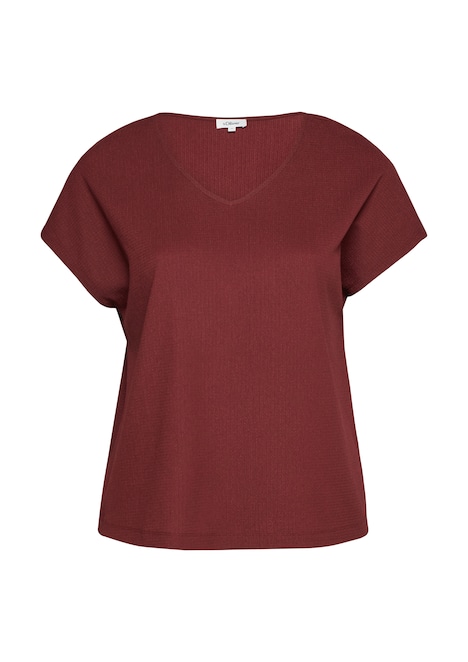 Strukturiertes V-Neck-T-Shirt im Relaxed Fit