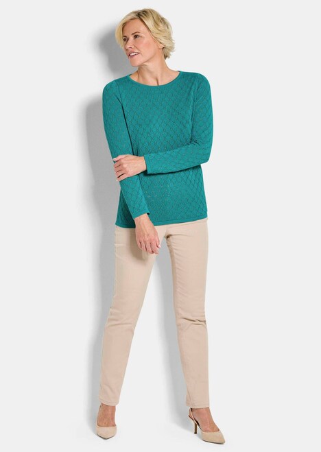 Gebreide trui met honingraatstructuur