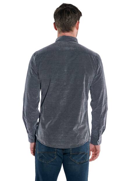 engbers Herren Langarm-Hemd strukturiert , Marineblau