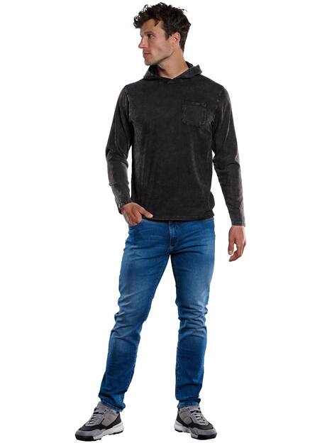 engbers Herren Langarm-Shirt mit Kapuze , Schwarz