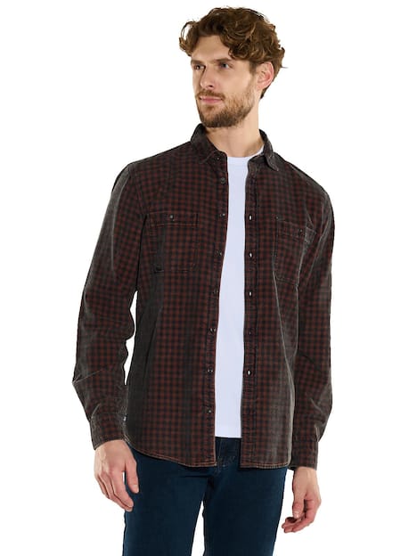 engbers Herren Langarm-Hemd kariert , Rot