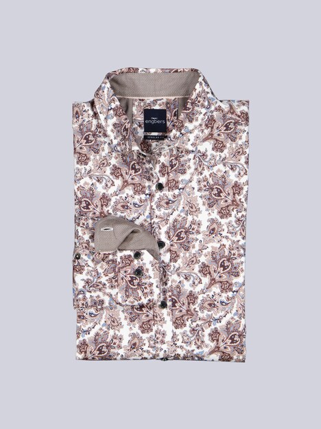 Herren Hemd langarm , Braun