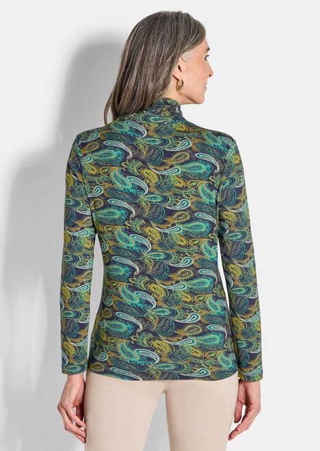 Longsleeve, Allover-Print, Stehkragen