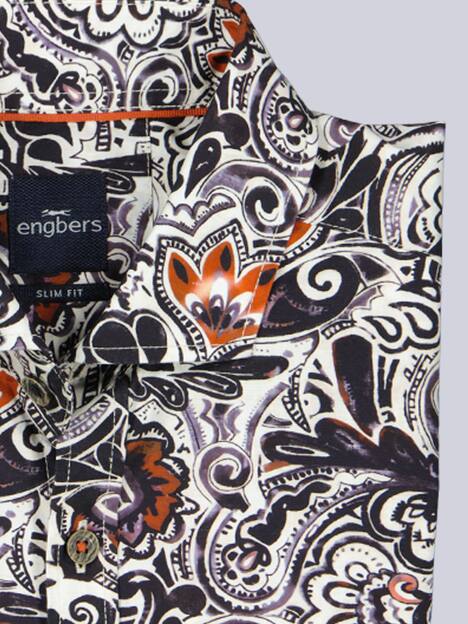 engbers Herren Langarm-Hemd gemustert , Rostorange