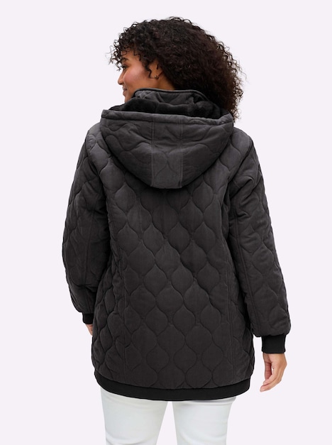 Steppjacke Blousonjacke mit Wellensteppung, warm wattiert Langarm Stehkragen