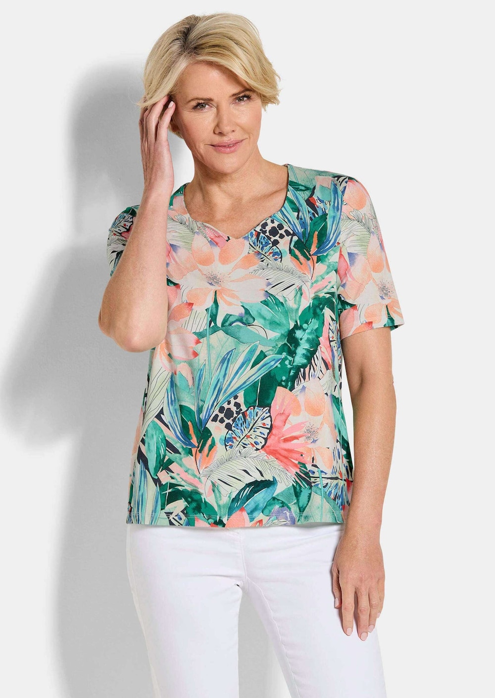 Jerseyshirt mit Dschungel-Print