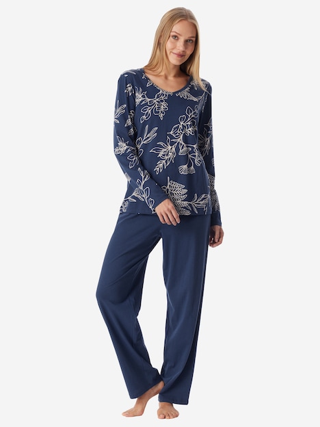 Schiesser Damen Schlafanzug Comfort Essentials admiral