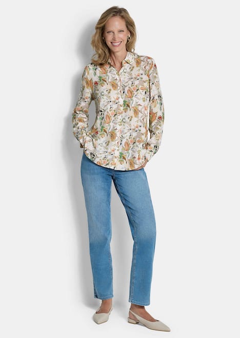 Viskosebluse mit floralem Muster