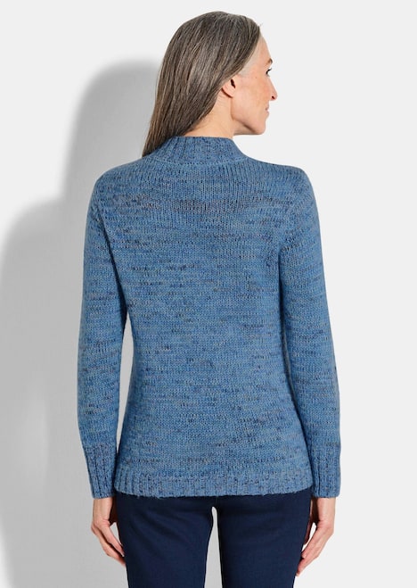 Hüftlanger Langarm Pullover, Zopfstrick