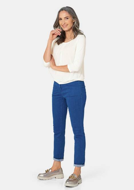 Chiffon-Shirt mit 3/4-Arm, Rundhals