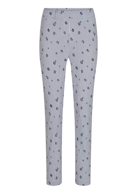 Druckhose mit Streifen und Blüten-Muster