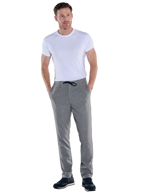 Herren Chino Hose aus edlem Garn , Silbergrau