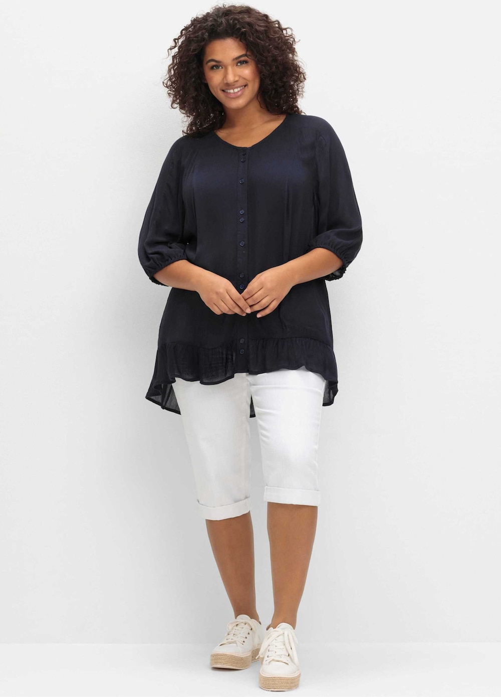 Kurzarmbluse Kurzarm Uni Ohne Kragen