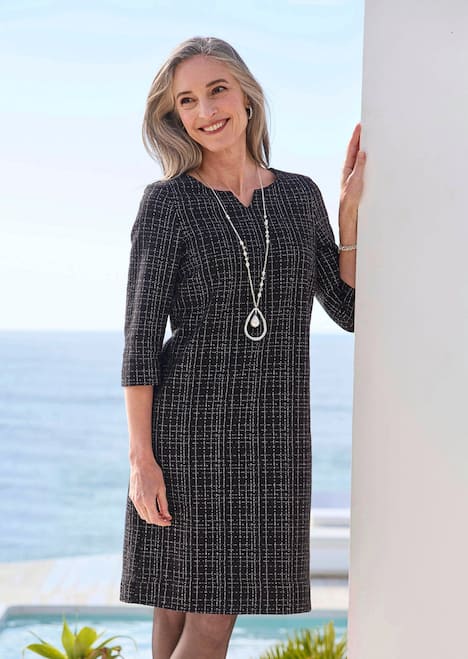 GOLDNER Jurk Jersey jurk in tweedlook met een mooie glans