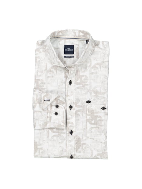 engbers Herren Langarm-Hemd gemustert , Braunbeige