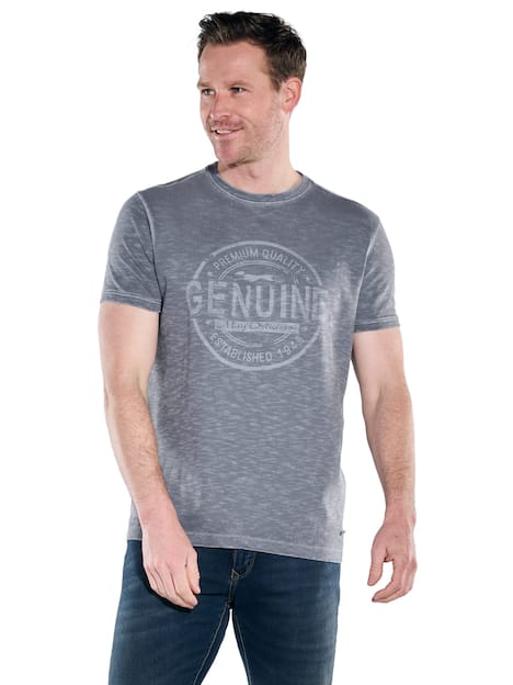 engbers Herren Rundhals Print T-Shirt mit Flammstruktur , Anthrazit