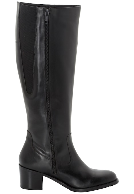Weitschaftstiefel Weitschaftstiefel aus Leder, mit Stretch-Einsatz Uni