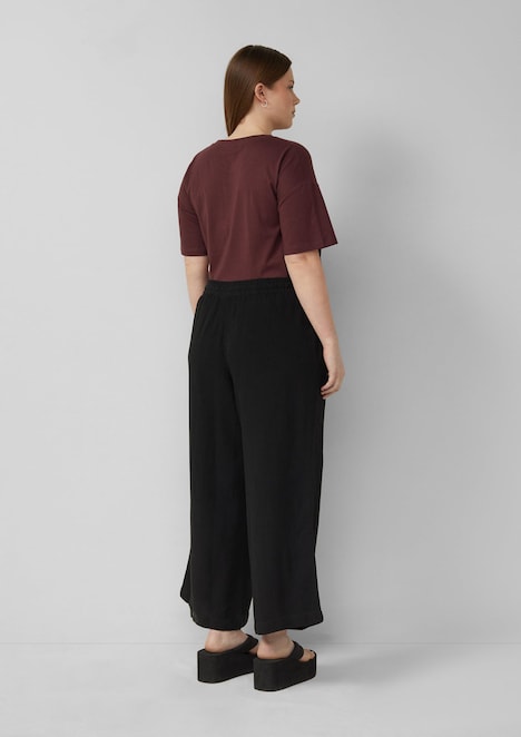 Leinenmix Hose mit weitem Bein