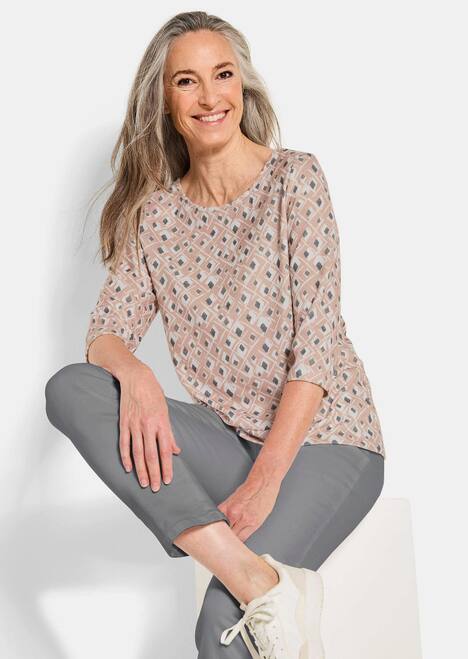 Halbarm Viskoseshirt im Allover-Design