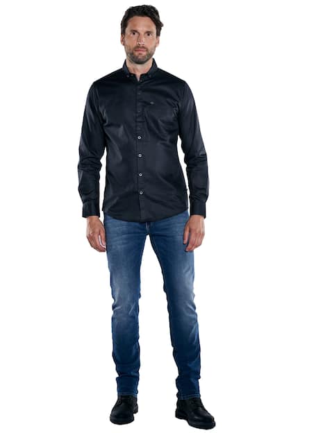 engbers Herren Langarm-Hemd uni , Schwarz