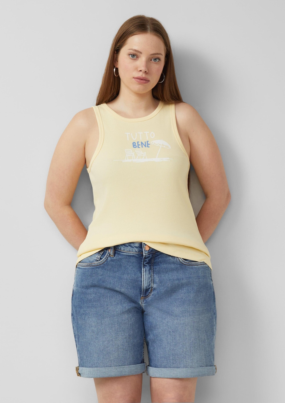geripptes Tanktop mit Print