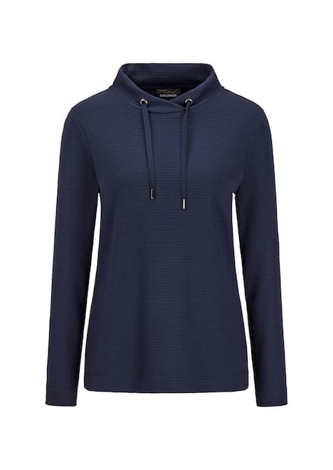 Langarm Viskose-Pullover, Stehbund