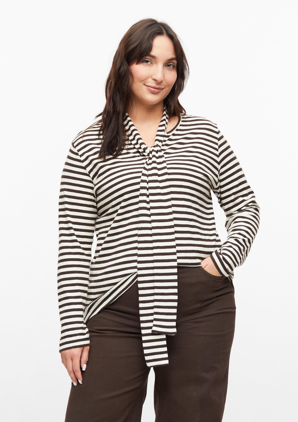 Henleyshirt mit abnehmbarem Schal