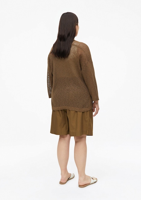 Ajour-Strickjacke mit 3/4-Arm