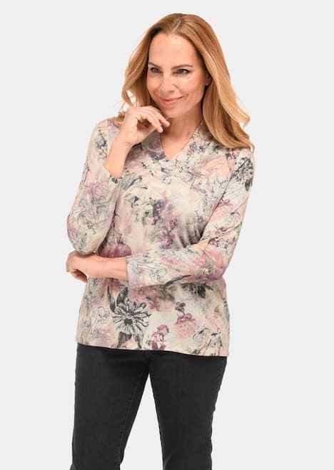 Florales Blusenshirt mit V-Ausschnitt