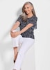 Chiffonbluse im Alloverprint, Rundhals