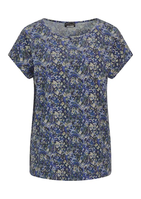 Halbarm Printshirt, U-Boot-Ausschnitt