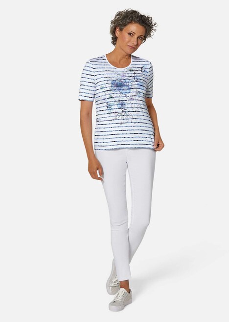 Streifenshirt mit Blumenmuster