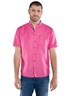 Herren Kurzarm-Hemd mit Leinenanteil , Pink