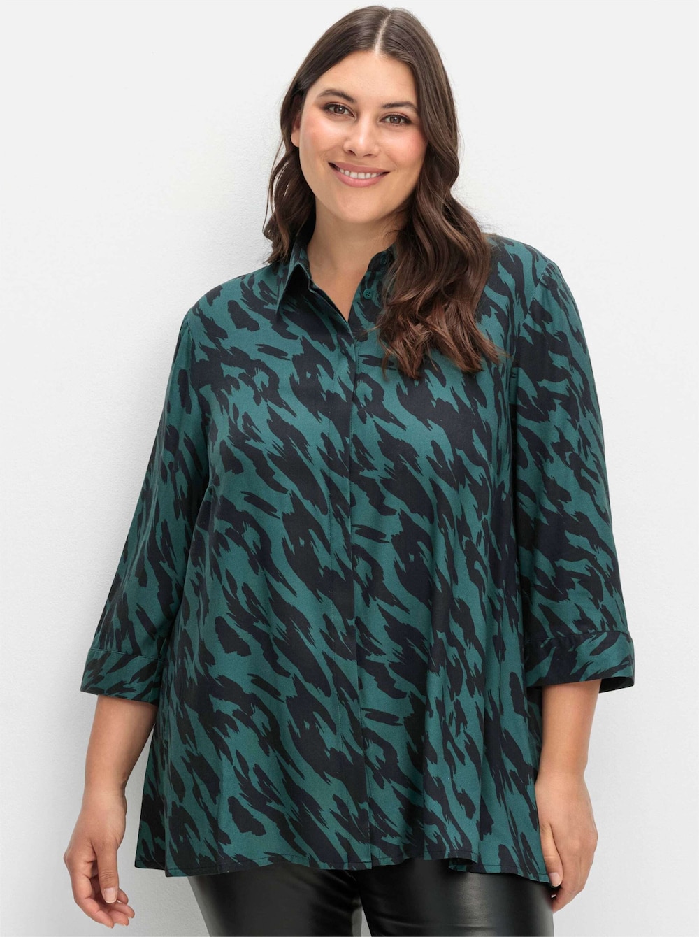 Longbluse 3/4-Arm Sonstiges Muster Hemdkragen