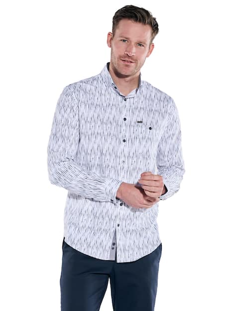 engbers Herren Langarm-Hemd gestreift , Marineblau