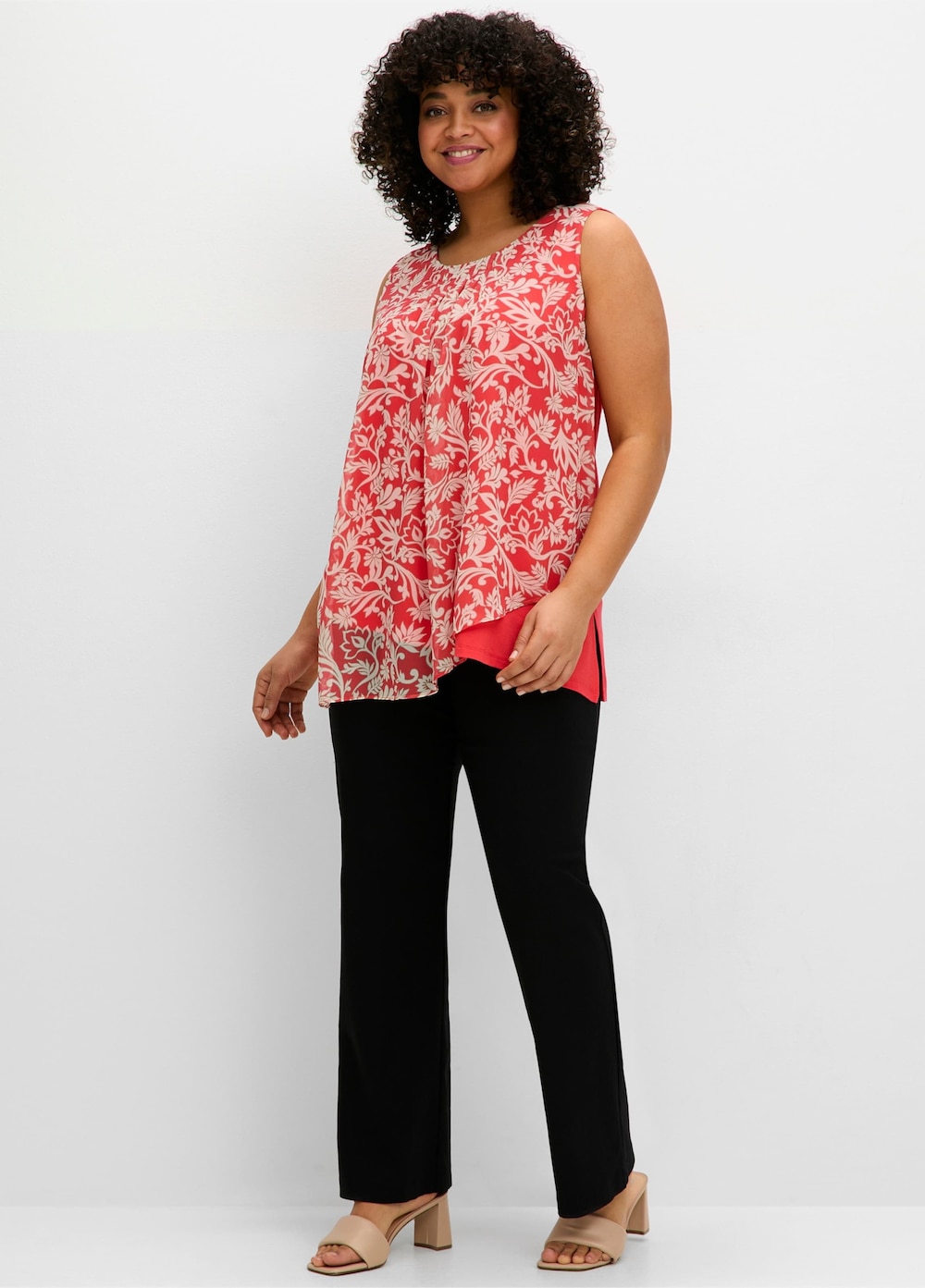 Blusentop Ärmellos Blumen Ohne Kragen