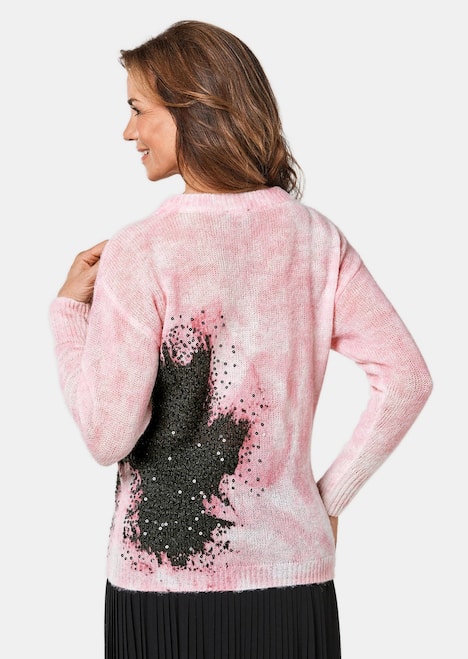 Pullover mit femininem Druck und Pailletten