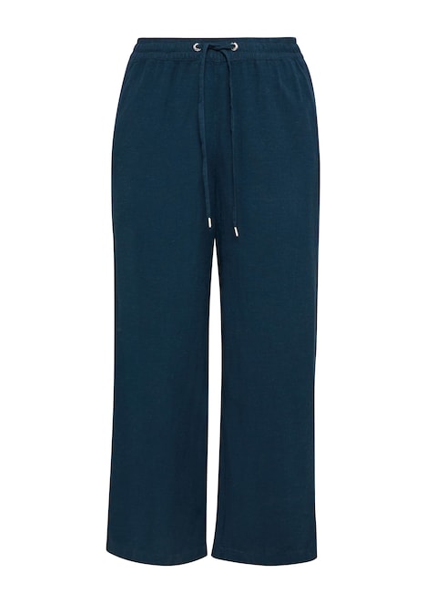 Leinenmix Hose mit weitem Bein