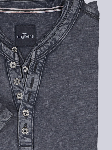 Herren Henley T-Shirt mit Knopfleiste , Saphirblau