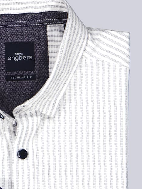engbers Herren Langarm-Hemd gestreift , Naturweiss