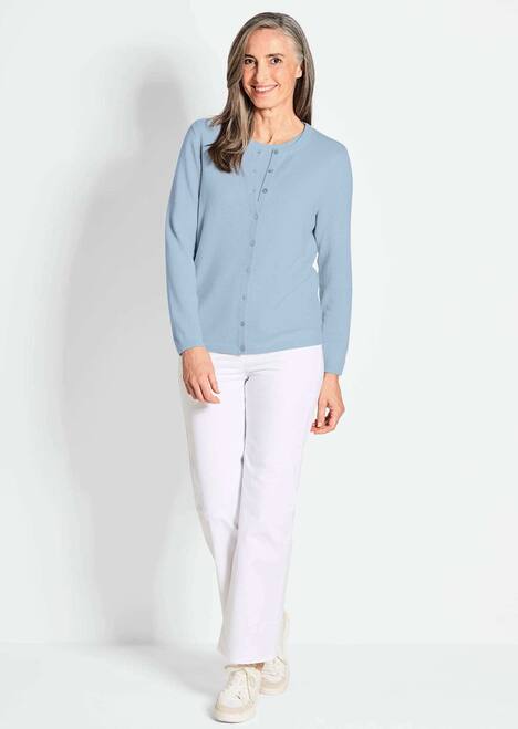 Kaschmirstrickjacke mit Rundhalsausschnitt