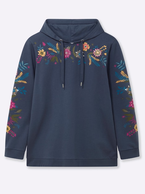 Sweatshirt Sweatshirt mit floralem Druck Langarm Print Kapuzenkragen