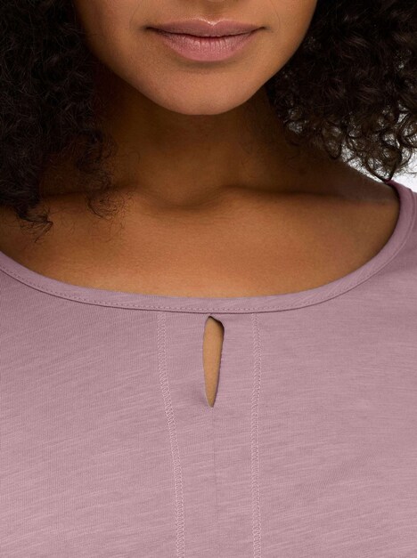 3/4-Arm-Shirt 3/4-Arm-Shirt mit Cut-out vorn 3/4-Arm Uni Ohne Kragen